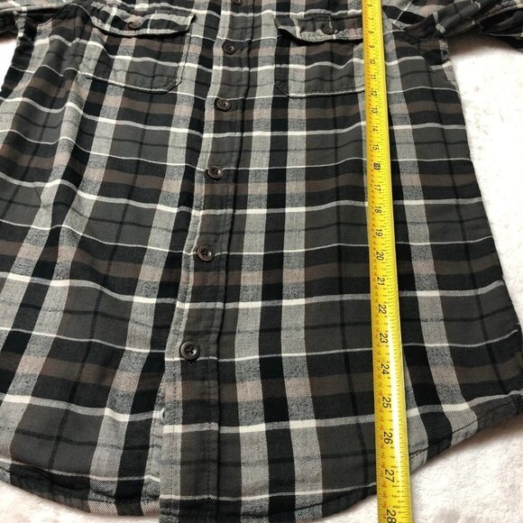 Denver Hayes Vintage Slim Fit Black & Brown Plaid Heavier Flannel Shirt - Picture 10 of 10